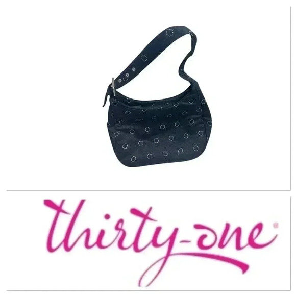 Thirty-One hobo bag with circle print one strap size 11 X 7 - Picture 1 of 13